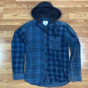American Eagle XS men’s hooded flannel plaid shirt